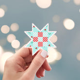 Aqua Patchwork Star Vinyl Sticker